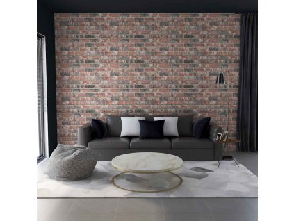 3D nástěnné panely design tmavě hnědé a šedé cihly 10 ks EPS 147196