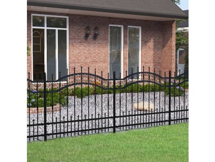 Zahradní plot s kopím nahoře černý 240 x 100 cm, práškově lakovaná ocel 151085