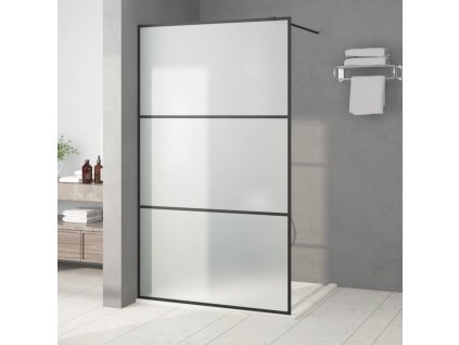 Sprchová zástěna walk-in černá 115 x 195 cm mléčné ESG sklo 152113