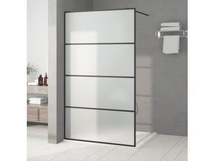 Sprchová zástěna walk-in černá 115 x 195 cm mléčné ESG sklo 152133