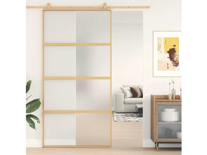 Posuvné dveře zlaté 102,5 x 205 cm mléčné ESG sklo a hliník 155183