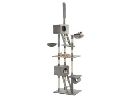 Škrabadlo pro kočky se sisalovými sloupky 230–260 cm šedé 170522