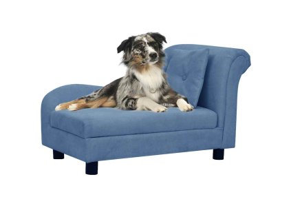 Pohovka pro psy s polštářem modrá 83 x 44 x 44 cm plyš 171104