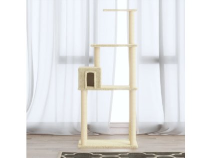 Škrabadlo pro kočky se sisalovými sloupky krémové 147 cm 171476