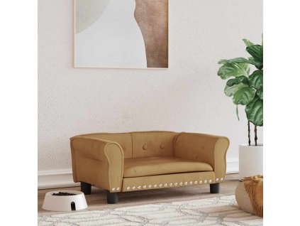 Pelíšek pro psy hnědý 70 x 45 x 30 cm samet 171829