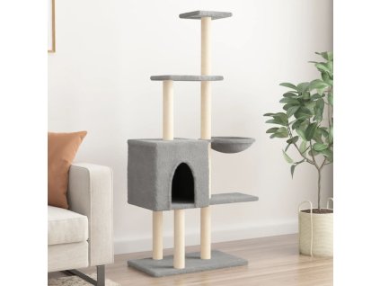 Škrabadlo pro kočky se sisalovými sloupky světle šedé 145 cm 172095