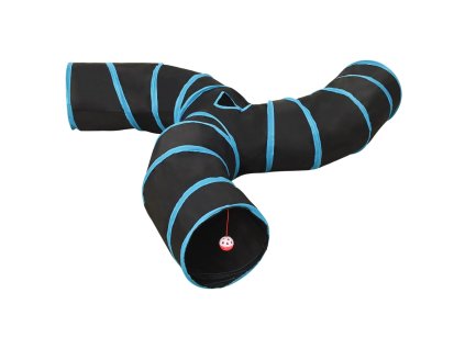 Kočičí tunel 3cestný černý a modrý 25 cm polyester 172186