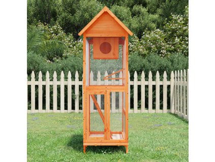 Ptačí voliéra hnědá 60 x 58,5 x 160 cm masivní borové dřevo 172255