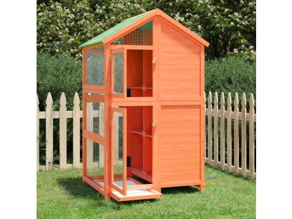 Ptačí voliéra hnědá 97 x 81 x 152 cm masivní borové dřevo 172258