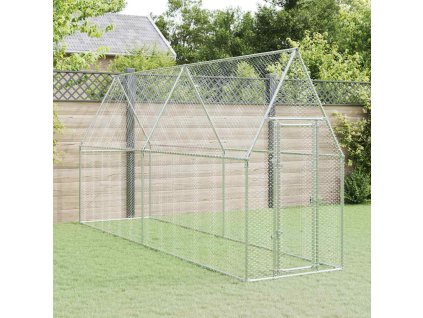 Klec pro kuřata stříbrná 400 x 100 x 190 cm pozinkovaná ocel 172551