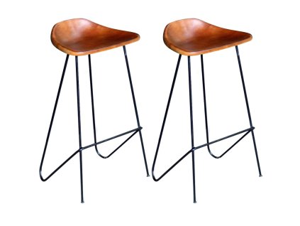 Barové židle 2 ks černé a hnědé pravá kůže 243304