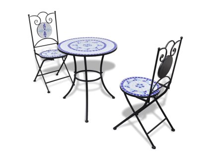 3dílný bistro set mozaikový keramický modro-bílý 271771