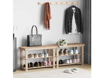 Botník s lavičkou 2 v 1 2 ks masivní dřevo 276040