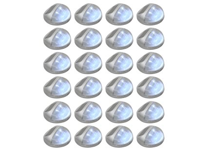Zahradní nástěnné solární lampy LED 24 ks kulaté stříbrné 277140