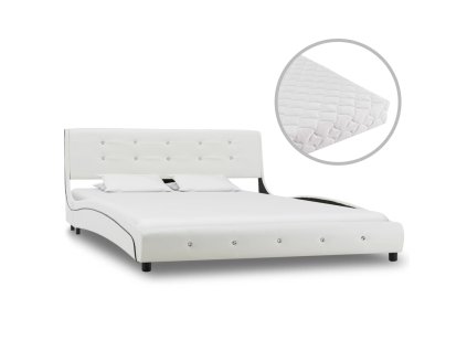 Postel s matrací bílá umělá kůže 140 x 200 cm 277571