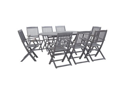 9dílný zahradní jídelní set masivní akáciové dřevo šedý 278924