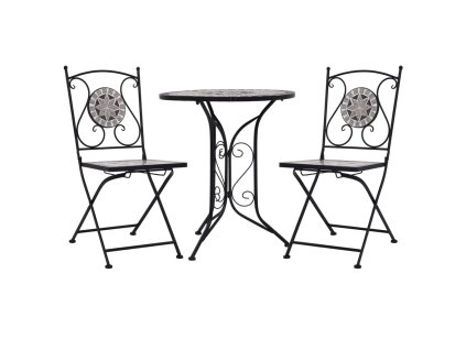 3dílný mozaikový bistro set keramický šedý 279690
