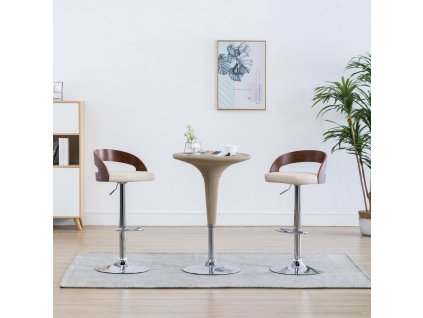 Barové židle 2 ks krémové umělá kůže a ohýbané dřevo 283145