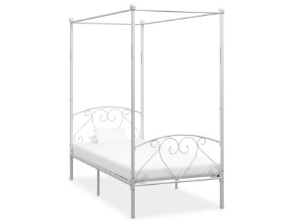 Rám postele s nebesy bílý kovový 100 x 200 cm 284427