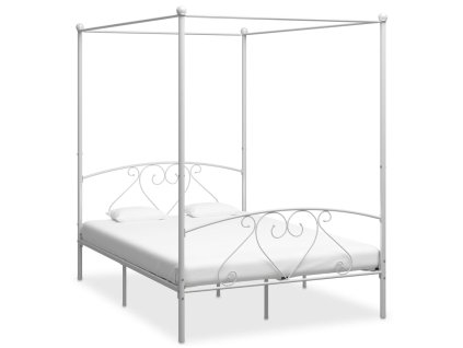 Rám postele s nebesy bílý kovový 160 x 200 cm 284430