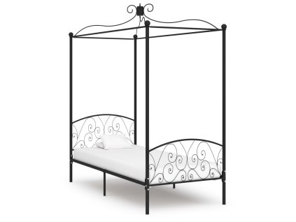 Rám postele s nebesy černý kovový 100 x 200 cm 284475