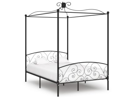 Rám postele s nebesy černý kovový 120 x 200 cm 284476
