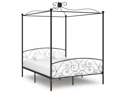 Rám postele s nebesy černý kovový 160 x 200 cm 284478