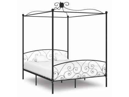 Rám postele s nebesy černý kovový 180 x 200 cm 284479