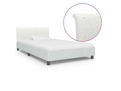 Rám postele bílý umělá kůže 100 x 200 cm 284871