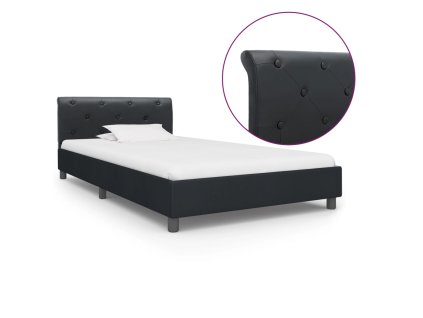 Rám postele černý umělá kůže 100 x 200 cm 284877