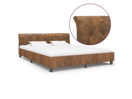 Rám postele hnědý umělá broušená kůže 180 x 200 cm 284893
