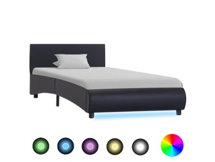 Rám postele s LED světlem černý umělá kůže 90 x 200 cm 285480