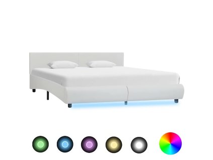 Rám postele s LED světlem bílý umělá kůže 180 x 200 cm 285491