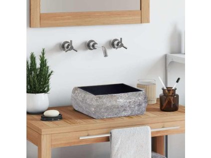 Umyvadlo černé 30 x 30 x 13 cm mramor 149175