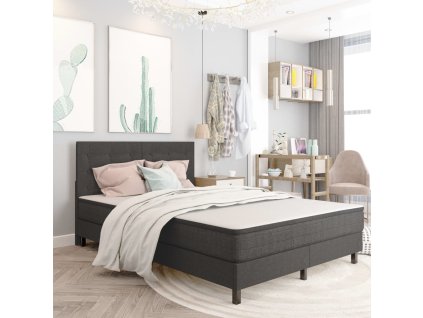Postel boxspring tmavě šedá textil 140 x 200 cm 3054712