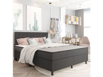 Postel boxspring tmavě šedá textil 160 x 200 cm 3054795
