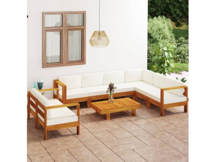 8dílná zahradní sedací souprava s polštáři 100 x 60 cm akáciové dřevo 3057939