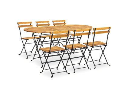 7dílný skládací zahradní jídelní set masivní akáciové dřevo 3058157