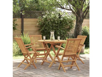 5dílný zahradní jídelní set masivní teakové dřevo 3059582