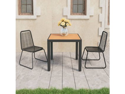 3dílný zahradní jídelní set PVC ratan černo-hnědý 3060124