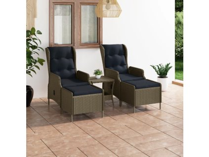 3dílná zahradní sedací souprava s poduškami polyratan hnědá 3060156