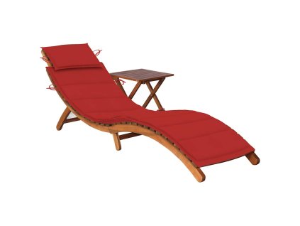 Zahradní lehátko se stolkem a poduškou masivní akáciové dřevo 3061593