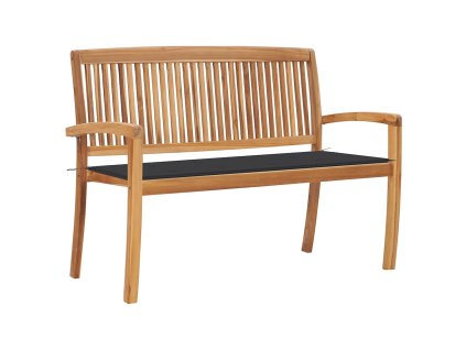 Stohovatelná zahradní lavice s poduškou 128,5 cm masivní teak 3063279