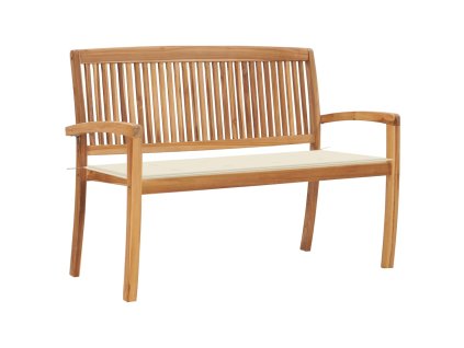 Stohovatelná zahradní lavice s poduškou 128,5 cm masivní teak 3063281