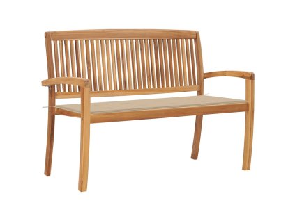 Stohovatelná zahradní lavice s poduškou 128,5 cm masivní teak 3063282