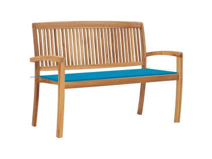 Stohovatelná zahradní lavice s poduškou 128,5 cm masivní teak 3063283