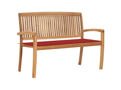 Stohovatelná zahradní lavice s poduškou 128,5 cm masivní teak 3063285