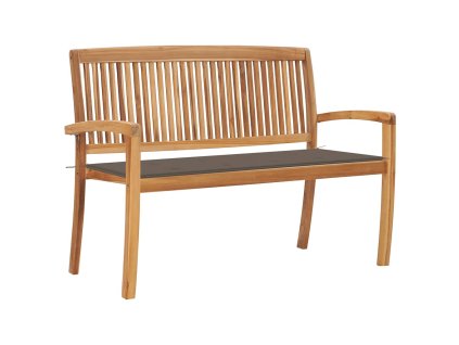 Stohovatelná zahradní lavice s poduškou 128,5 cm masivní teak 3063287