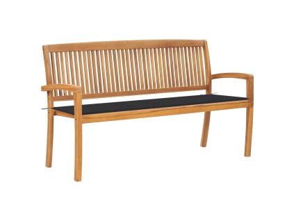 Stohovatelná zahradní lavice s poduškou 159 cm masivní teak 3063306