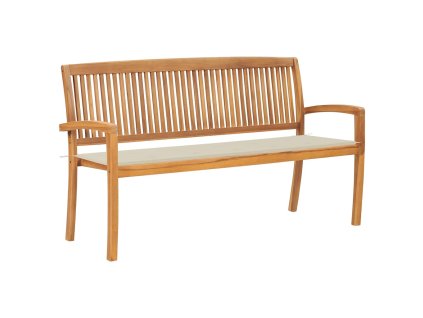Stohovatelná zahradní lavice s poduškou 159 cm masivní teak 3063308